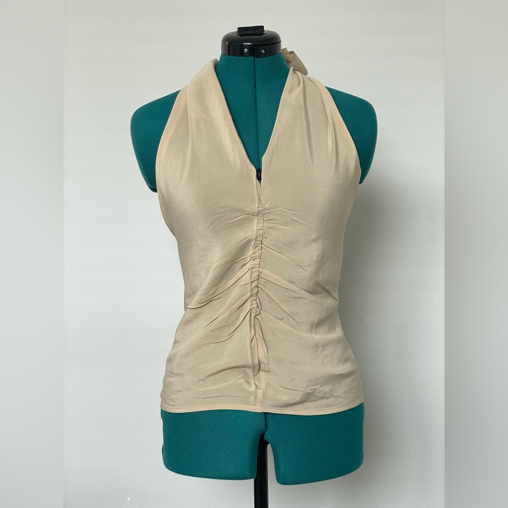 Alma Italian Brand Silk Beige Halter Top